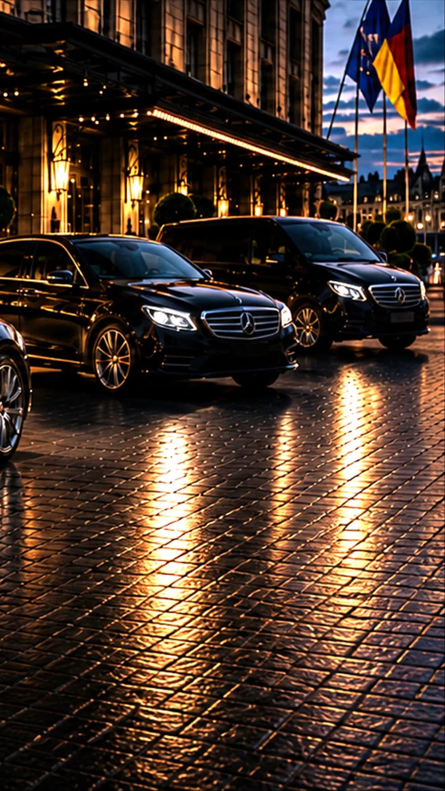 Chauffeur opening a luxury sedan at a hotel